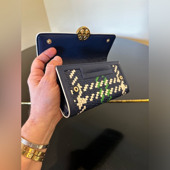 NWT Authentic Luxe Minimalist Tory Burch Duet Woven Envelope Continental/Clutch - Picture 14 of 17